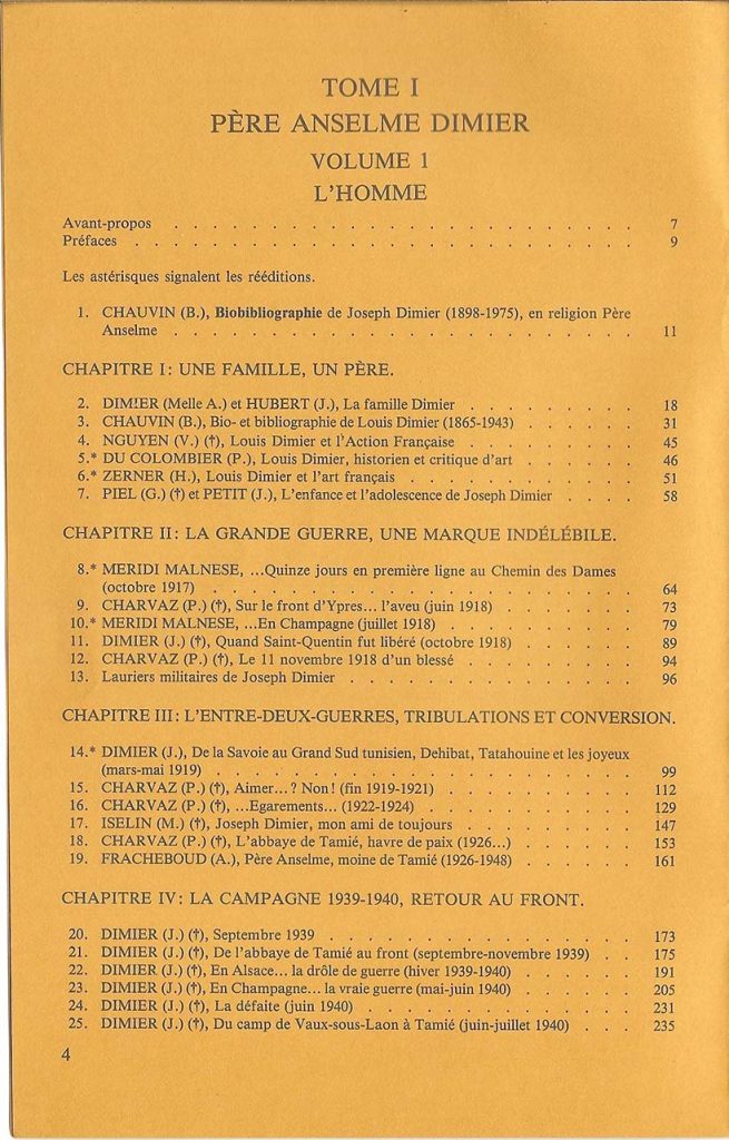 Livres Mélanges Anselme Dimier, tome I